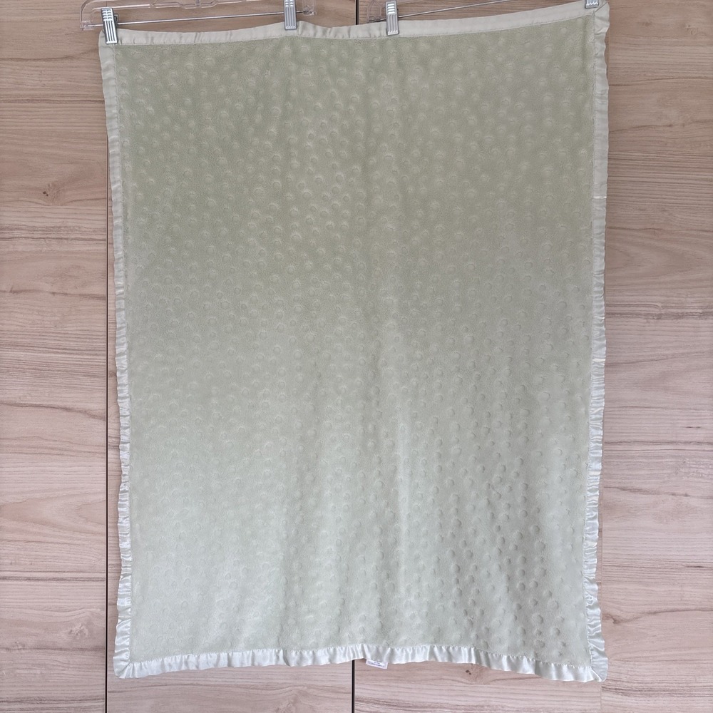 baby CONNECTION  Green lovey security blanket Minky dots dot Satin Back & Trim